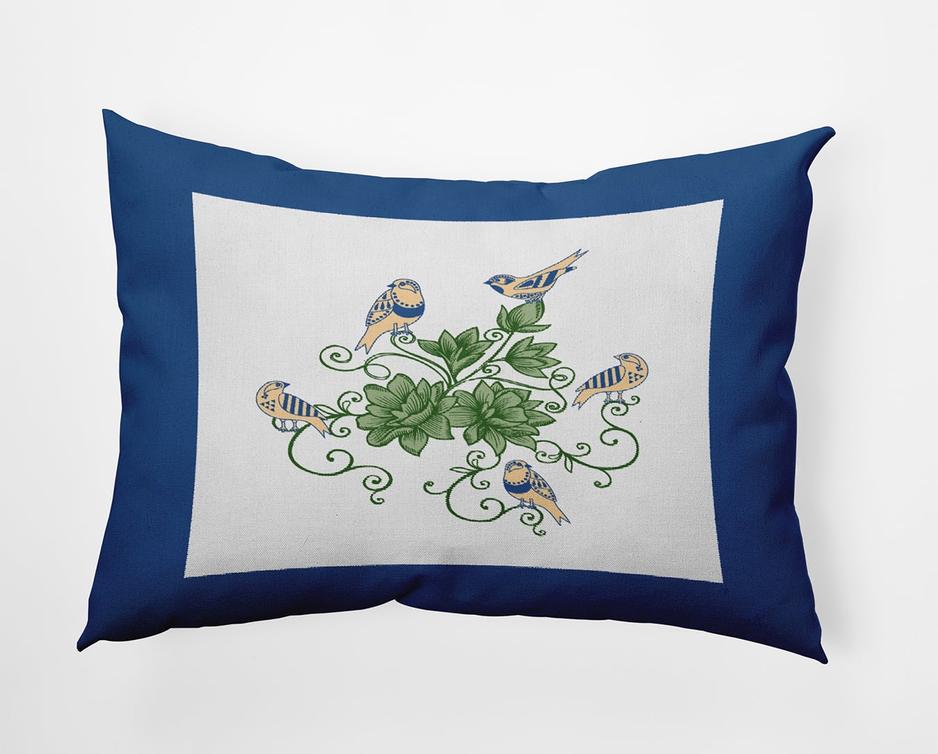 20" x 14" Simply Daisy Birds And Flowers Polyester Indoor/Outdoor Pillow, Nautical Navy Qty 1