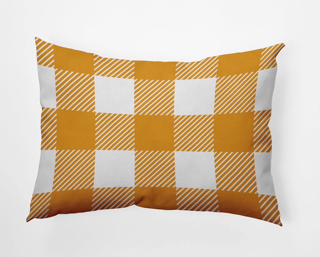 20" x 14" Simply Daisy Buffalo Plaid Polyester Accent Pillow, Golden Mustard Qty 1