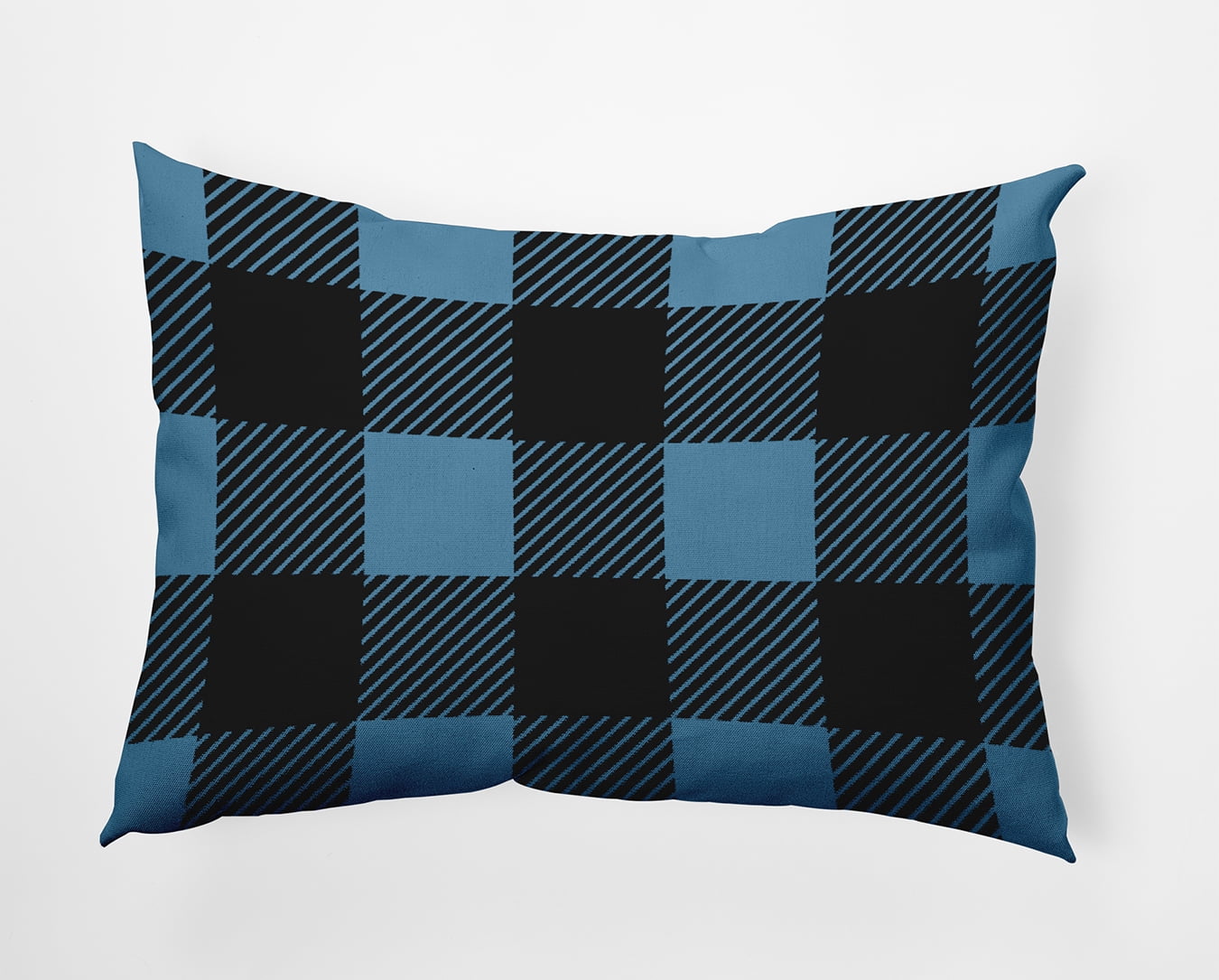 20" x 14" Simply Daisy Buffalo Plaid Polyester Indoor/Outdoor Pillow, Chambray Qty 1