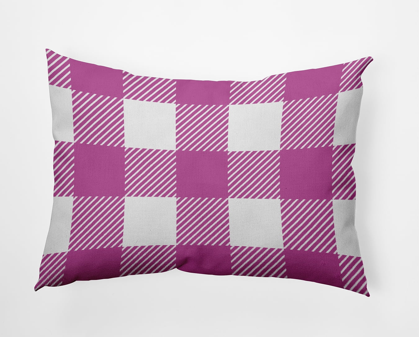 20" x 14" Simply Daisy Buffalo Plaid Polyester Indoor/Outdoor Pillow, Orchid Qty 1