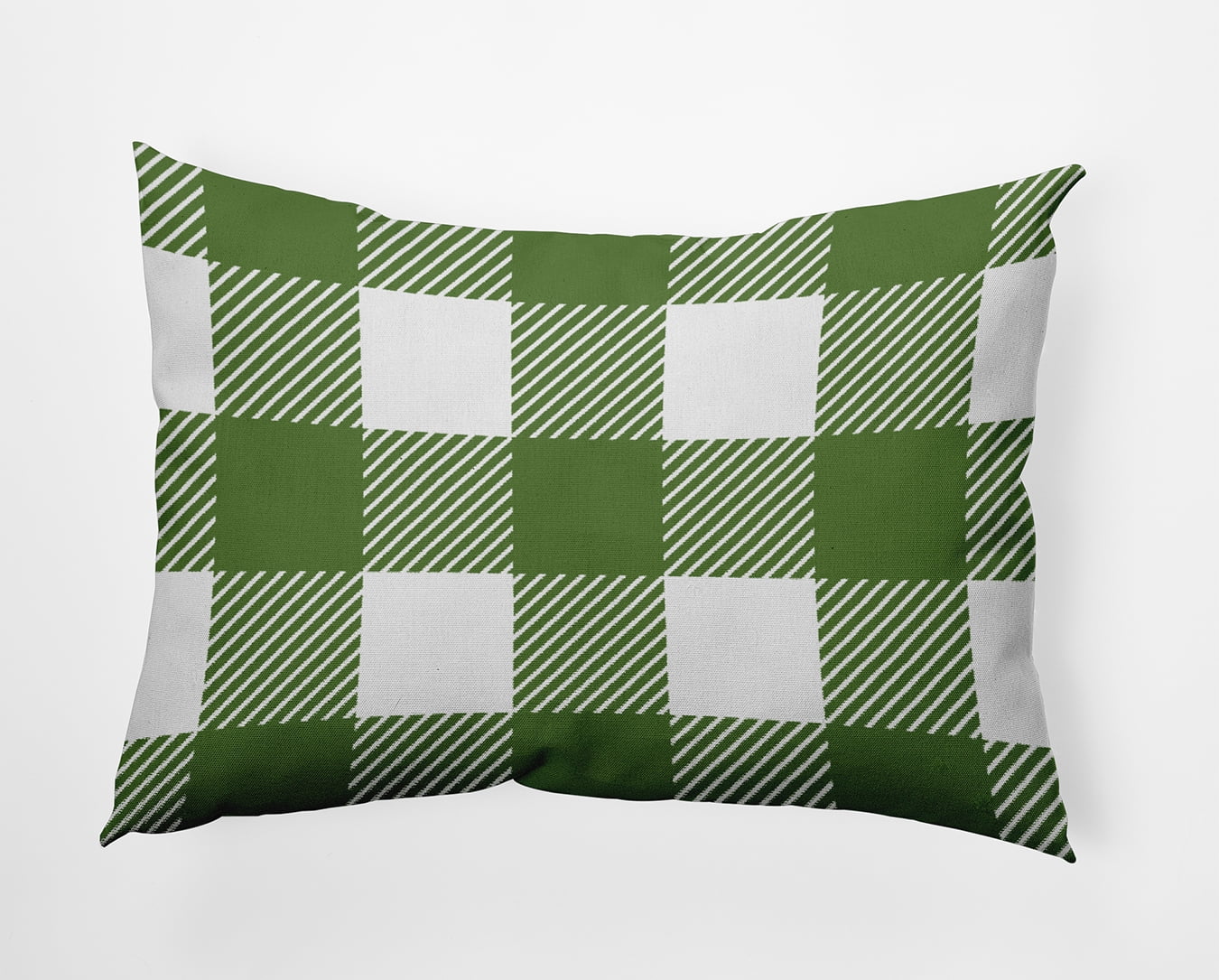 20" x 14" Simply Daisy Buffalo Plaid Polyester Indoor/Outdoor Pillow, Scallion Qty 1