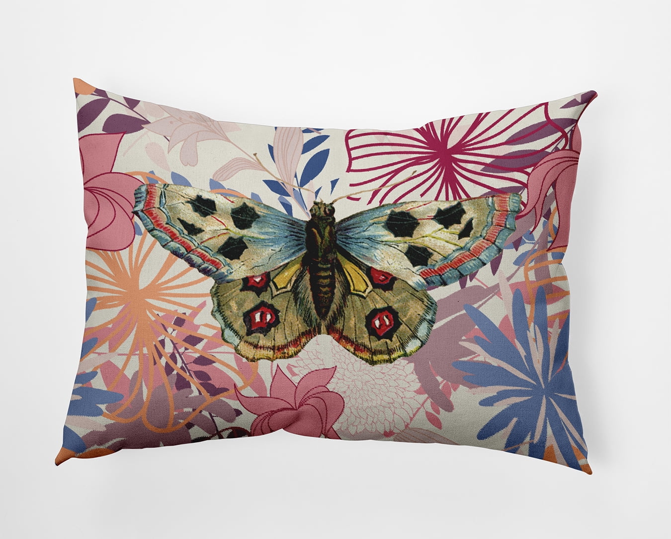 20" x 14" Simply Daisy Butterfly In Floral Jumble Polyester Indoor/Outdoor Pillow, Orange Qty 1