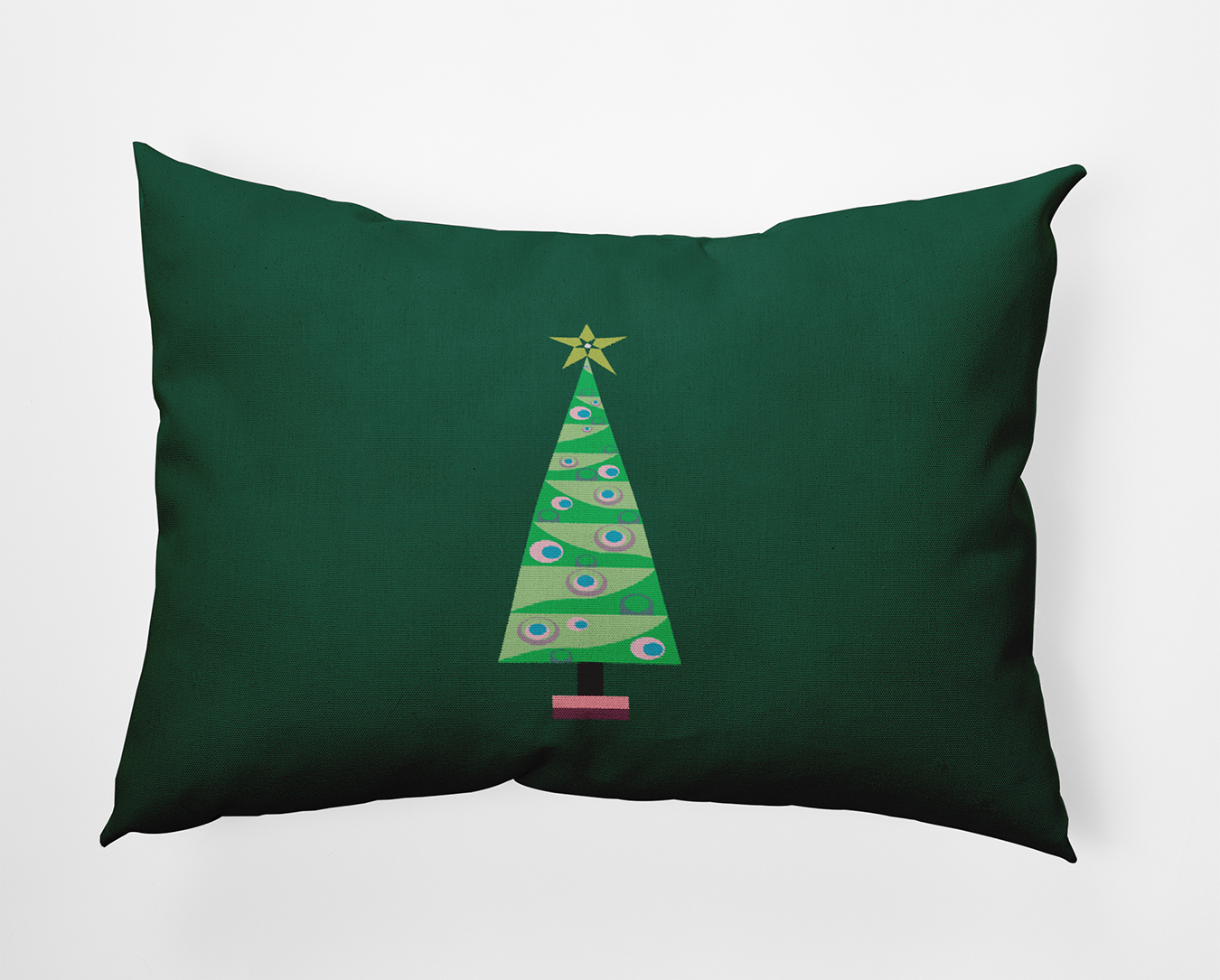 20" x 14" Simply Daisy Cartoon Christmas Tree Polyester Accent Pillow, Forest Green Qty 1