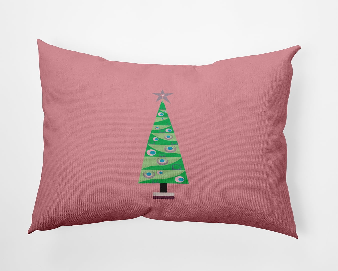 20" x 14" Simply Daisy Cartoon Christmas Tree Polyester Accent Pillow, Pink Icing Qty 1