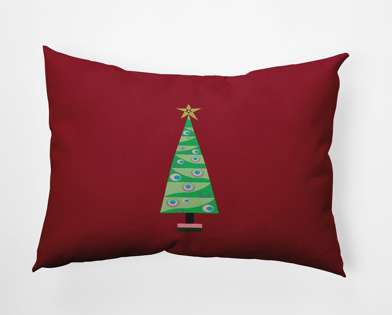 20" x 14" Simply Daisy Cartoon Christmas Tree Polyester Accent Pillow, True Red Qty 1