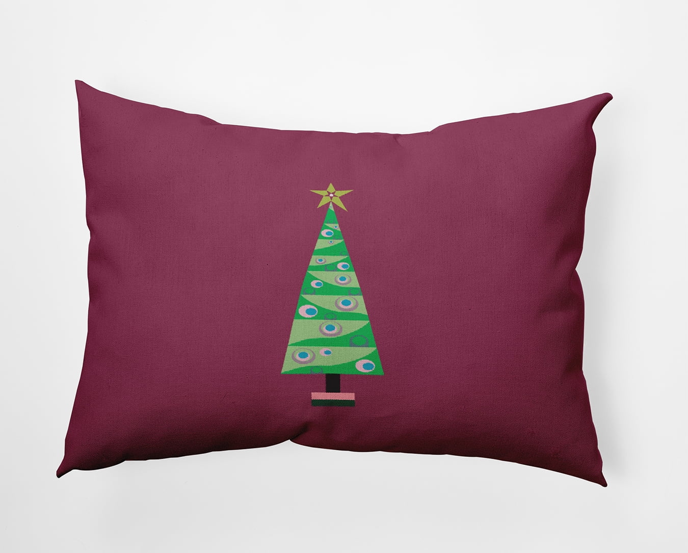 20" x 14" Simply Daisy Cartoon Christmas Tree Polyester Indoor/Outdoor Pillow, Passion Flower Qty 1