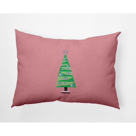20" x 14" Simply Daisy Cartoon Christmas Tree Polyester Indoor/Outdoor Pillow, Pink Icing Qty 1