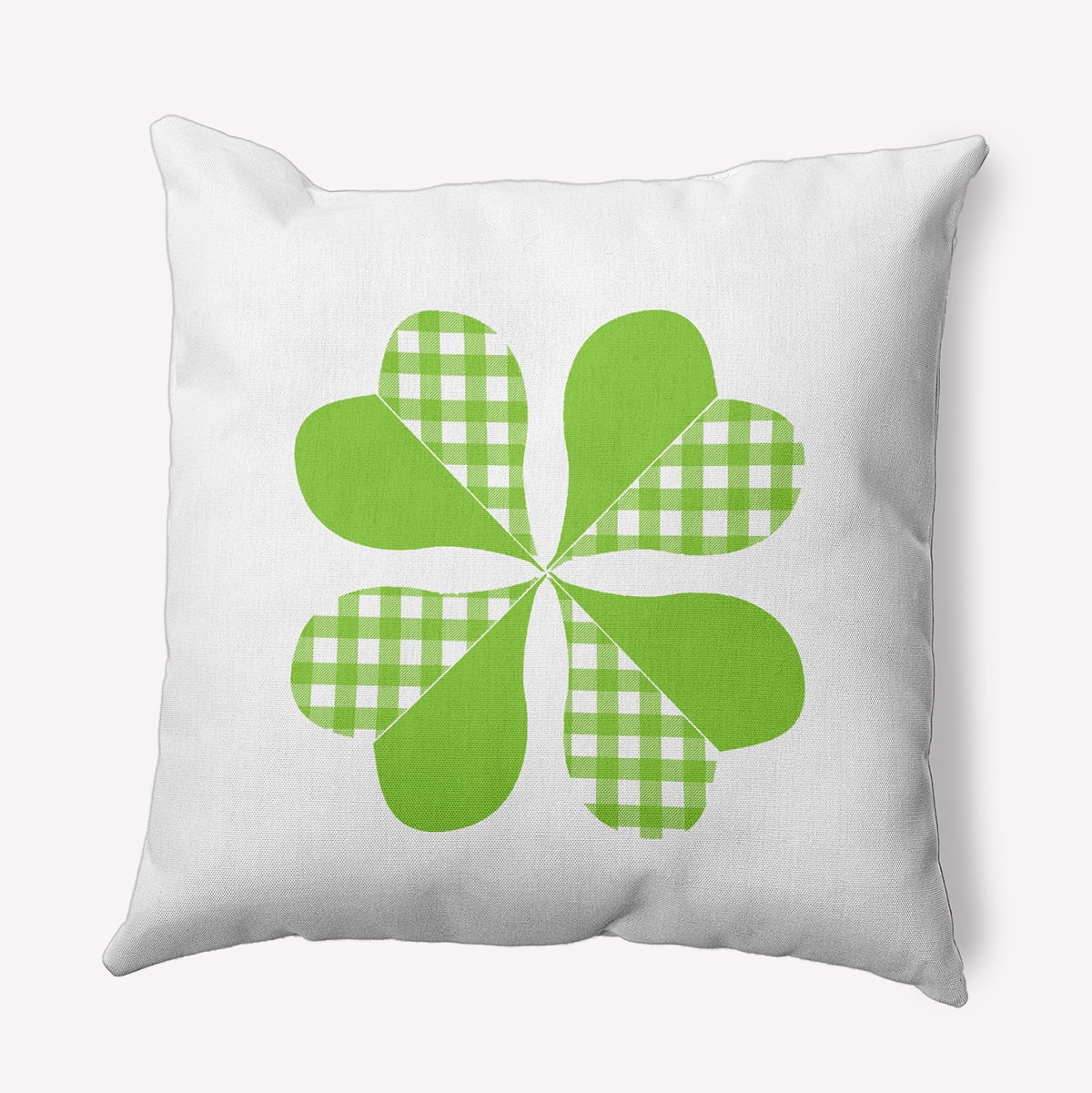 20" x 14" Simply Daisy Checkered Clover Polyester Indoor/Outdoor Pillow, Lime Green Qty 1