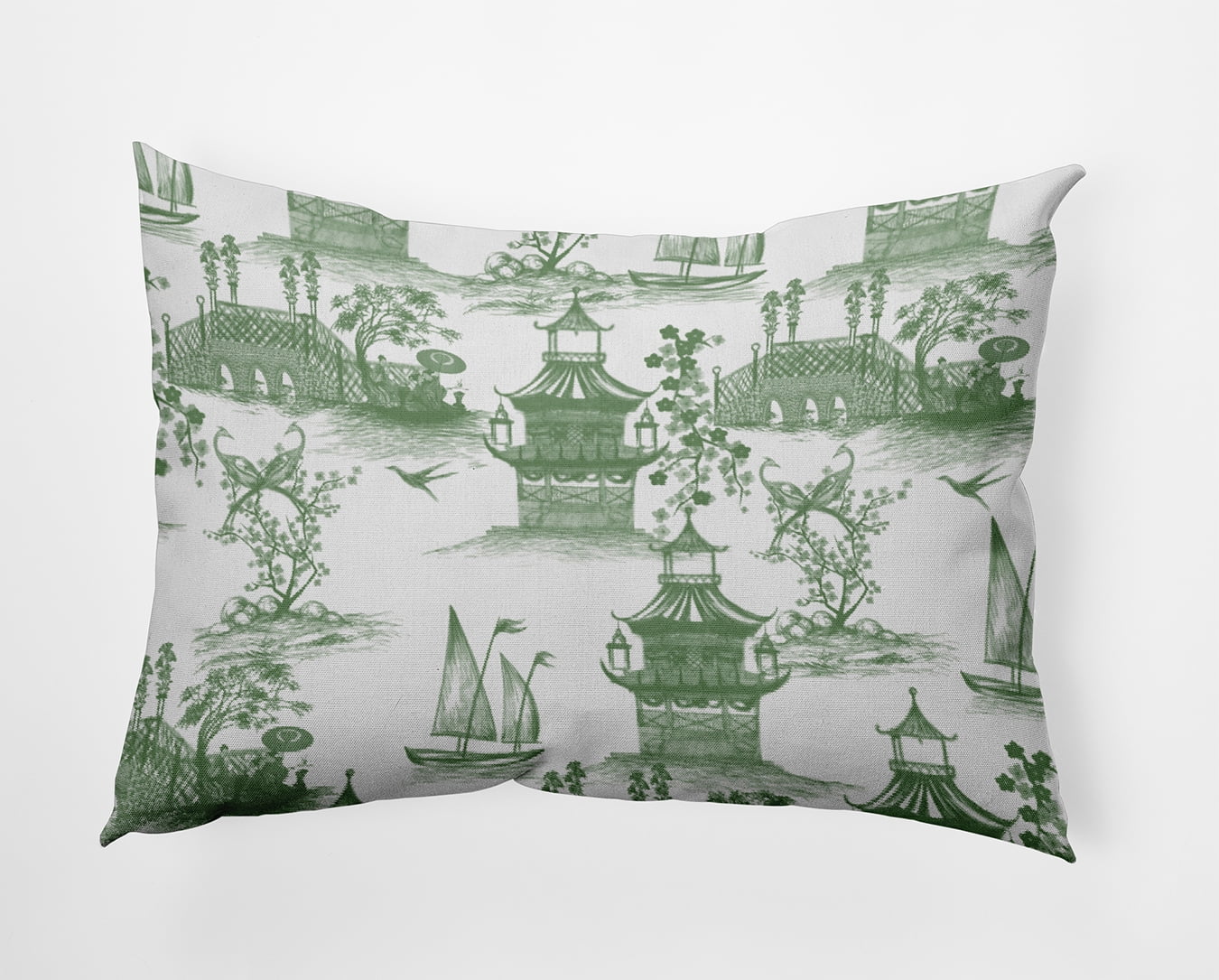 20" x 14" Simply Daisy China Old Polyester Accent Pillow, Green Qty 1