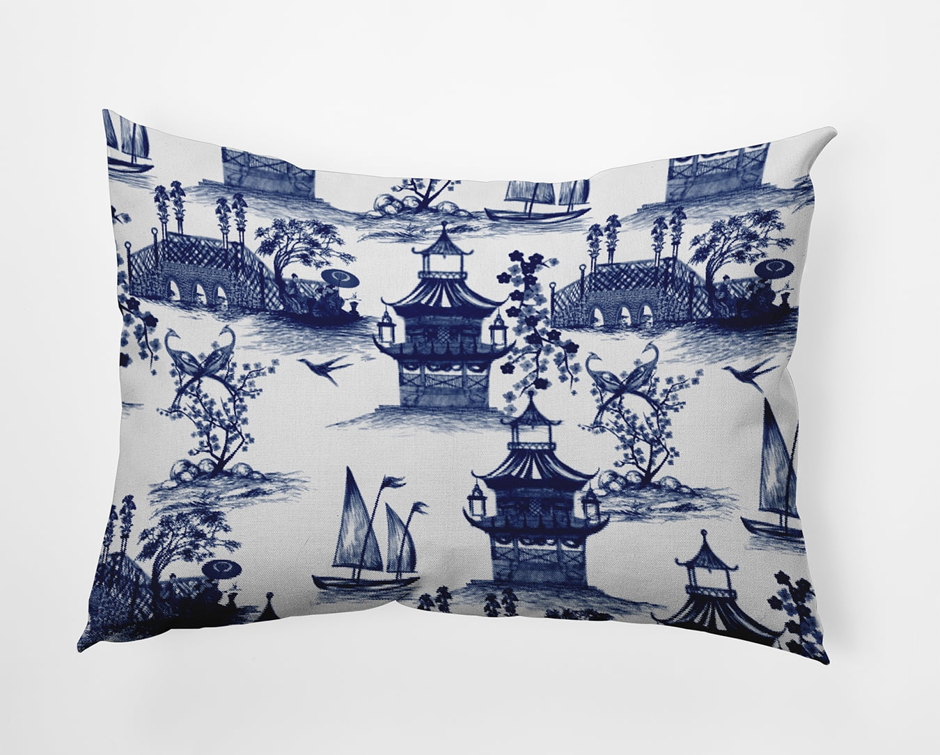 20" x 14" Simply Daisy China Old Polyester Accent Pillow, Porcelain Blue Qty 1