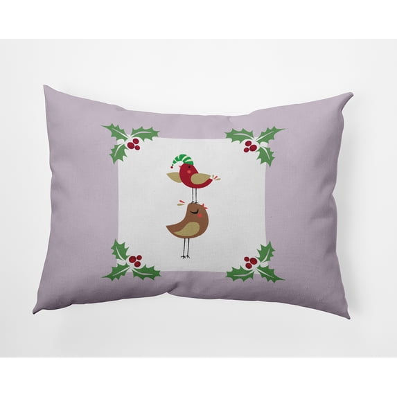 20" x 14" Simply Daisy Christmas Birds Polyester Accent Pillow, Light Purple Qty 1