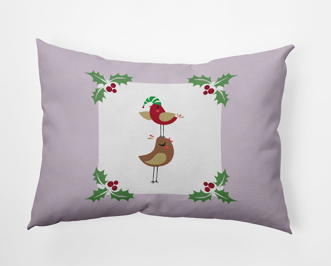 20" x 14" Simply Daisy Christmas Birds Polyester Indoor/Outdoor Pillow, Light Purple Qty 1