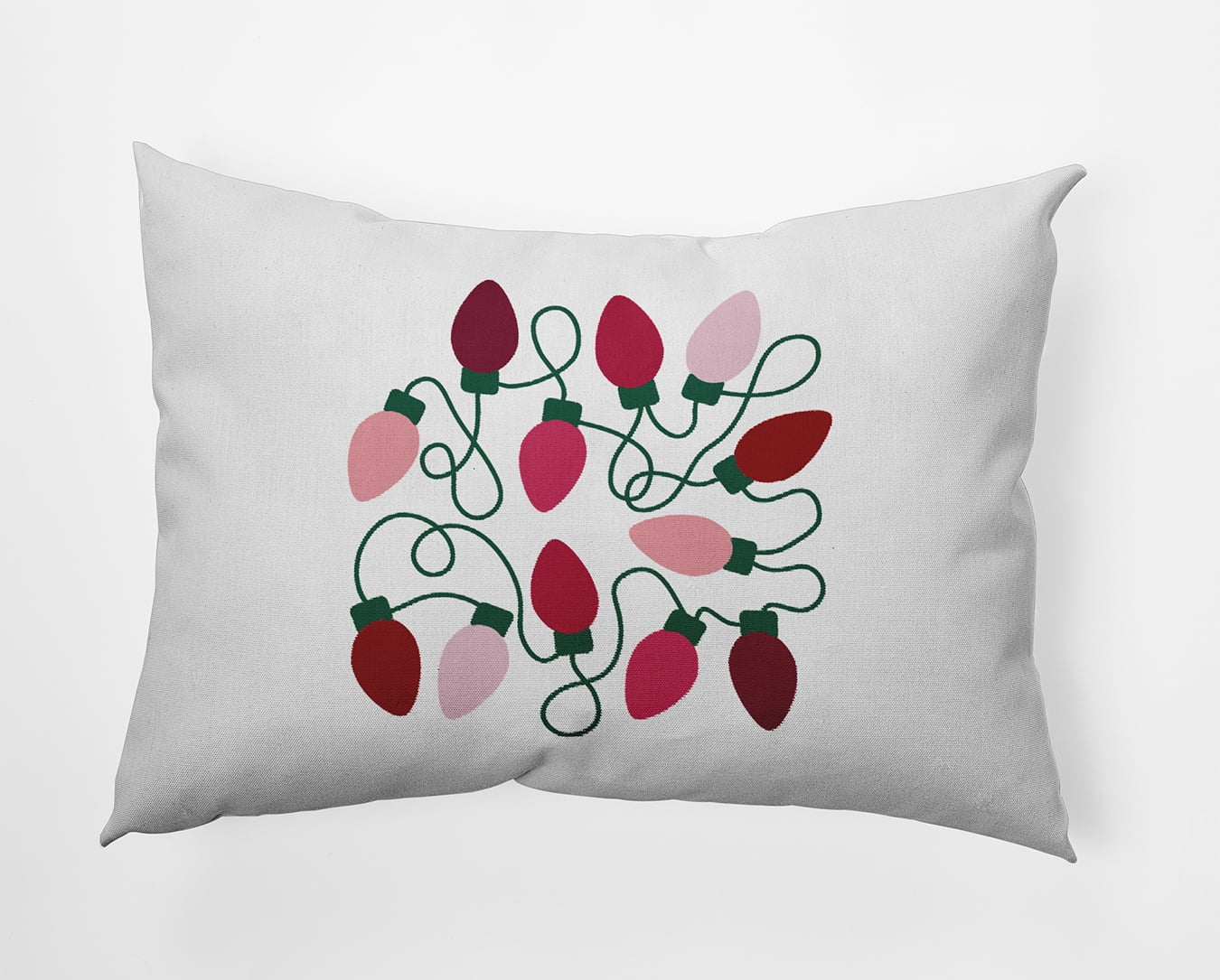 20" x 14" Simply Daisy Christmas Lights Polyester Indoor/Outdoor Pillow, Deep Pink Qty 1
