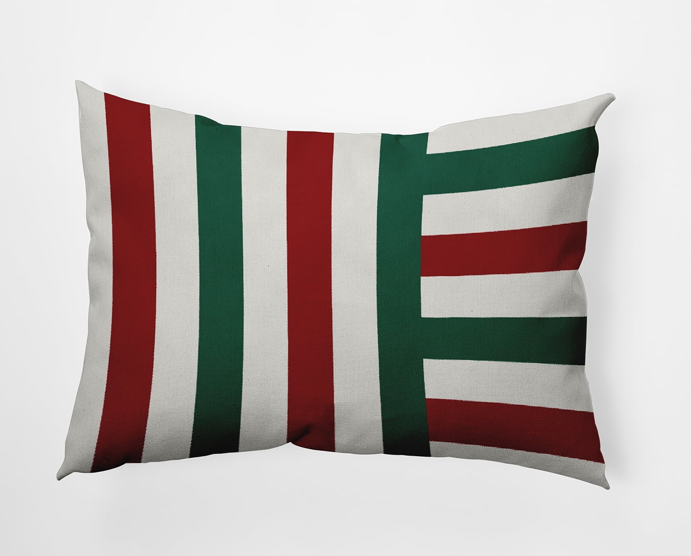 20" x 14" Simply Daisy Christmas Stripes Polyester Accent Pillow, Forest Green Qty 1