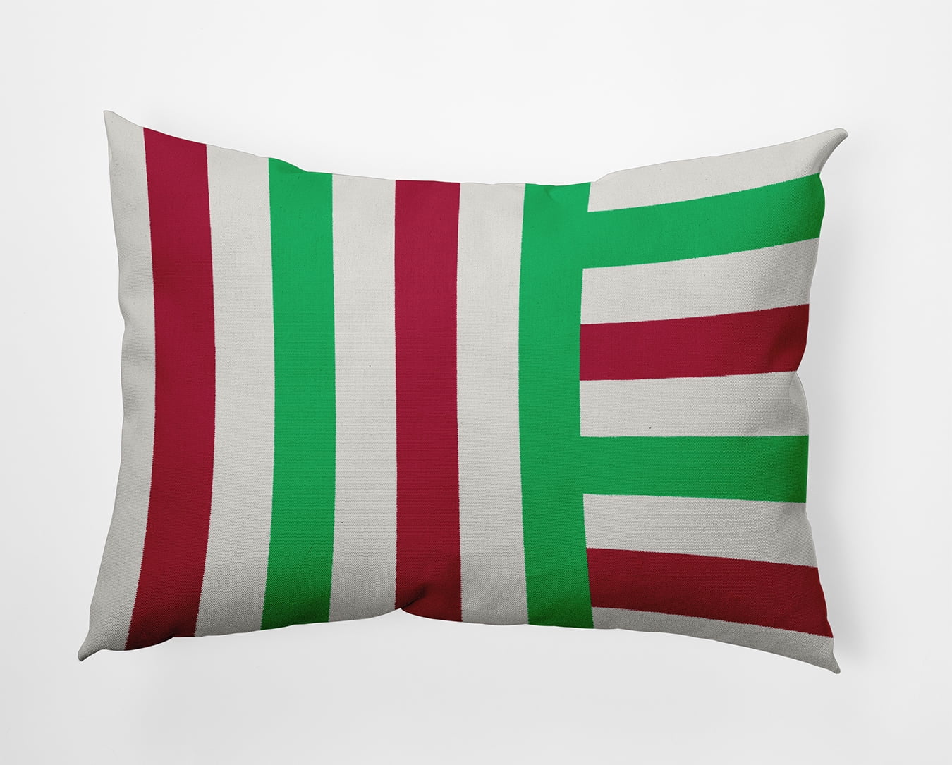 20" x 14" Simply Daisy Christmas Stripes Polyester Indoor/Outdoor Pillow, Bright Green Qty 1