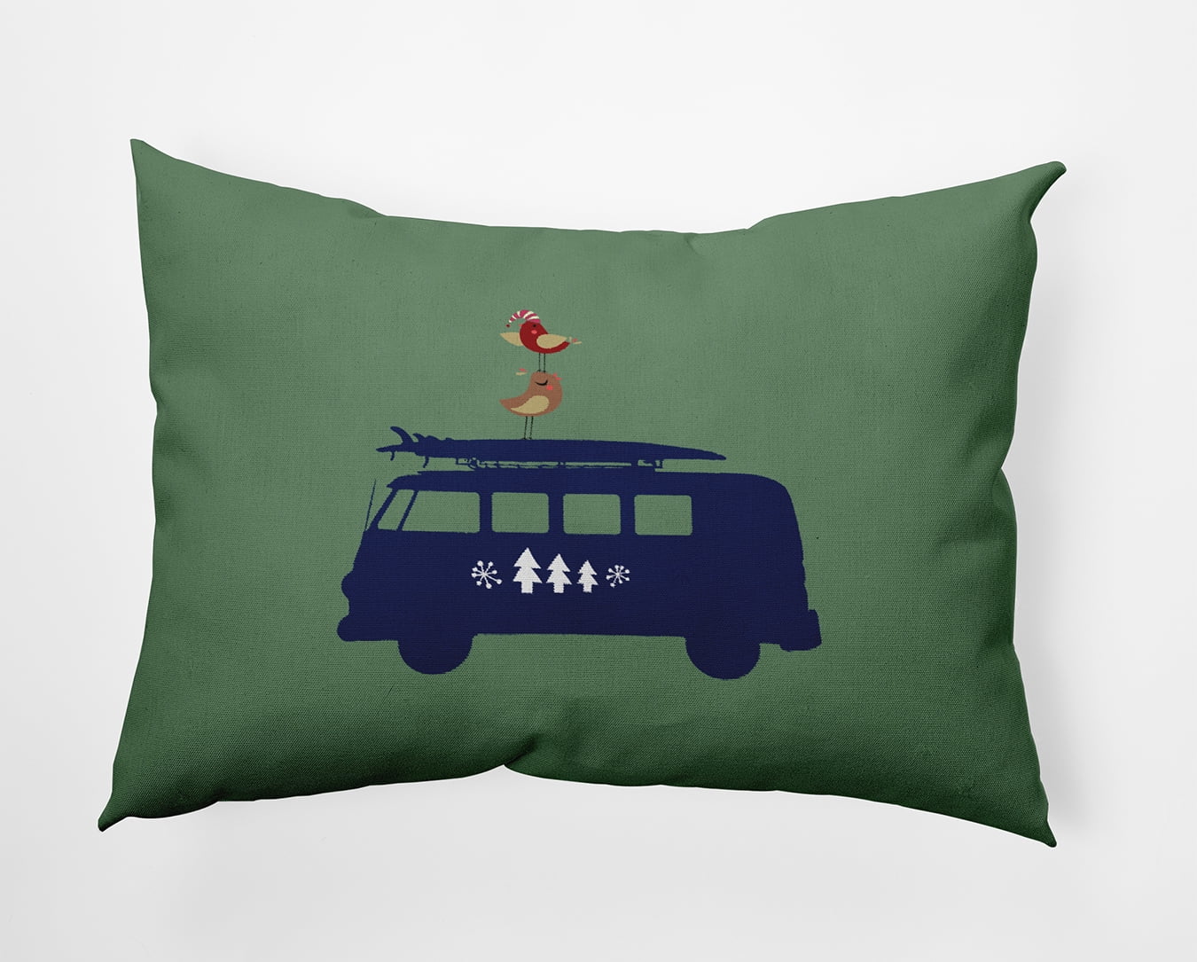 20" x 14" Simply Daisy Christmas Surf Bird Polyester Indoor/Outdoor Pillow, Succulent Green Qty 1