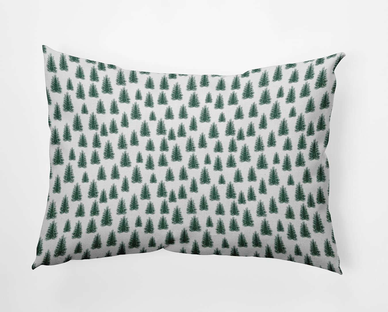 20" x 14" Simply Daisy Christmas Trees Pattern Polyester Indoor/Outdoor Pillow, Forest Green Qty 1