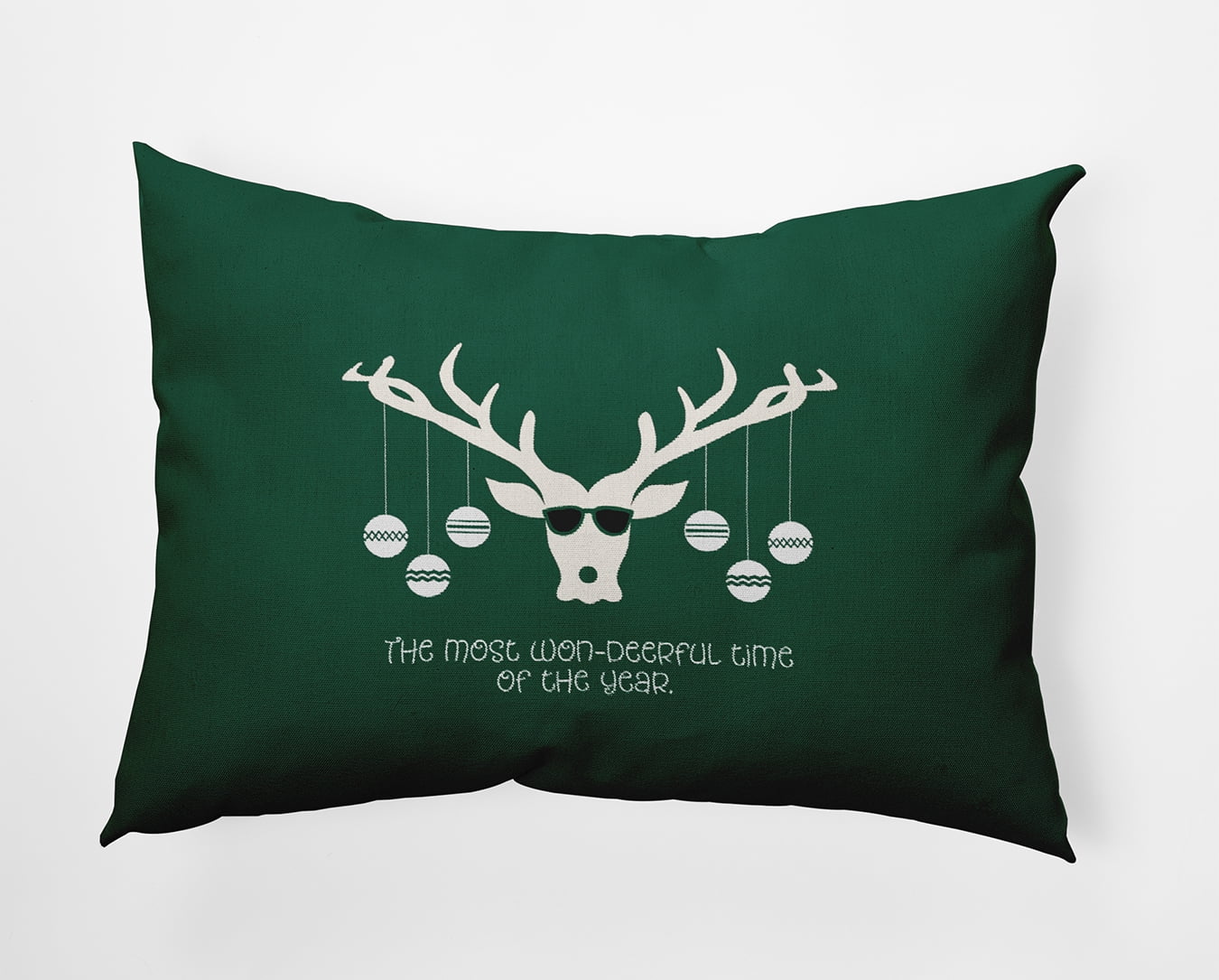 20" x 14" Simply Daisy Cool Christmas Deer Polyester Accent Pillow, Forest Green Qty 1