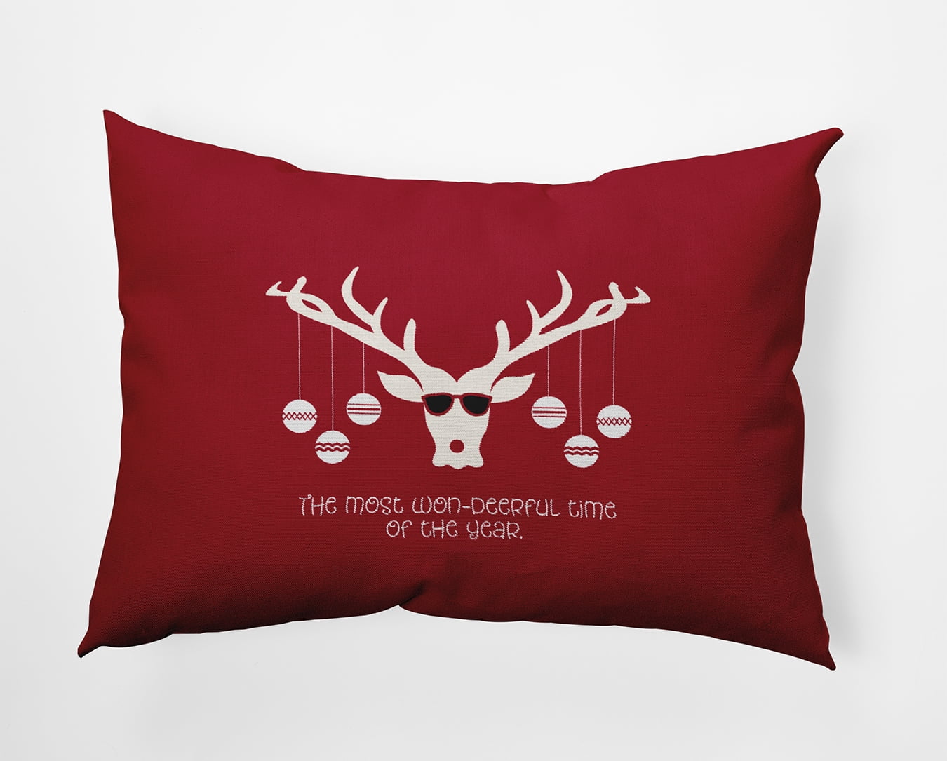 20" x 14" Simply Daisy Cool Christmas Deer Polyester Accent Pillow, Haute Red Qty 1