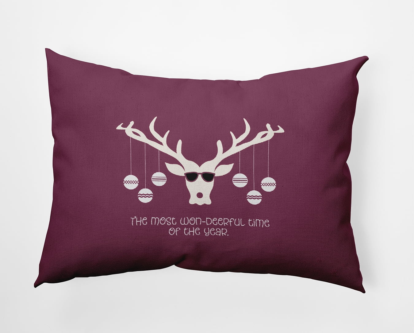 20" x 14" Simply Daisy Cool Christmas Deer Polyester Accent Pillow, Passion Flower Qty 1