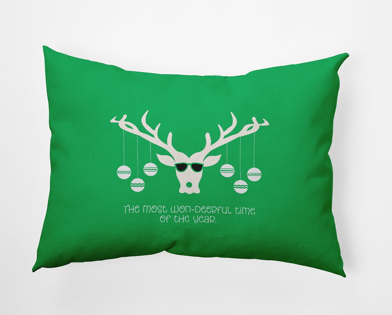 20" x 14" Simply Daisy Cool Christmas Deer Polyester Indoor/Outdoor Pillow, Bright Green Qty 1