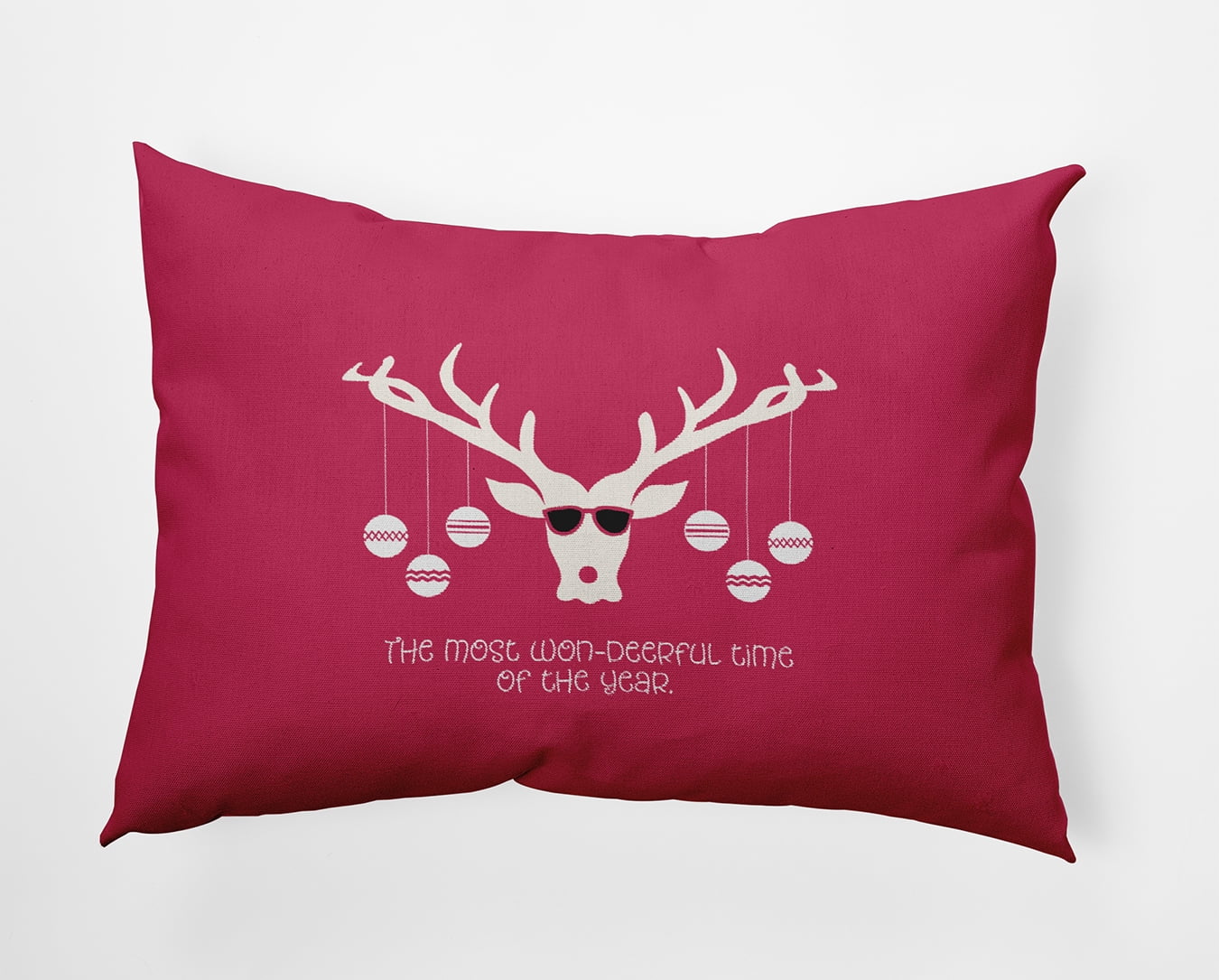 20" x 14" Simply Daisy Cool Christmas Deer Polyester Indoor/Outdoor Pillow, Holiday Pink Qty 1