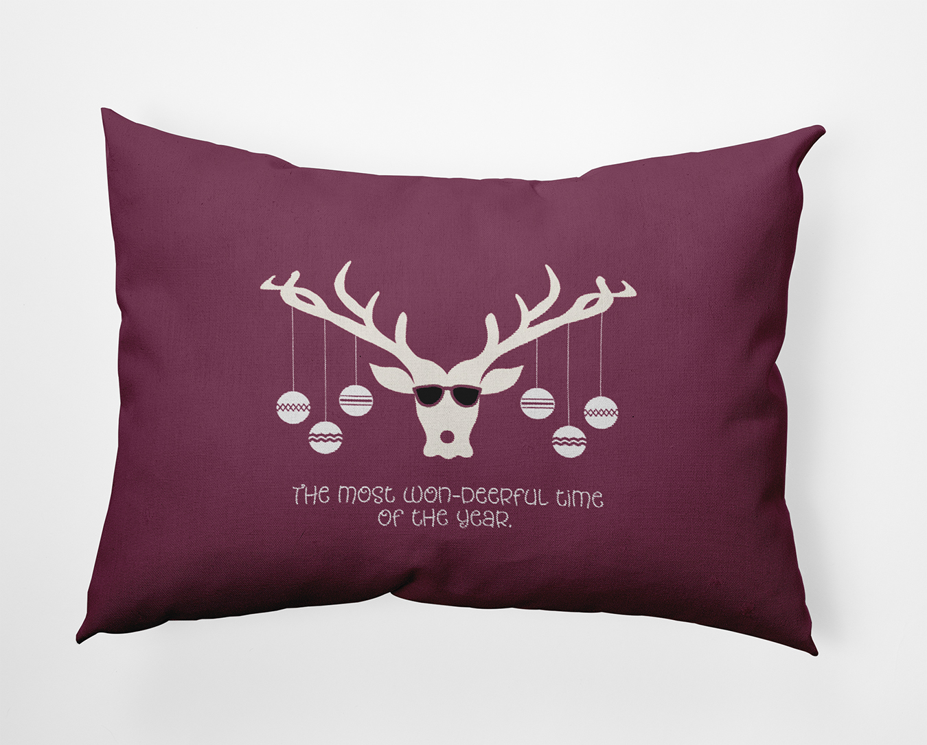 20" x 14" Simply Daisy Cool Christmas Deer Polyester Indoor/Outdoor Pillow, Passion Flower Qty 1
