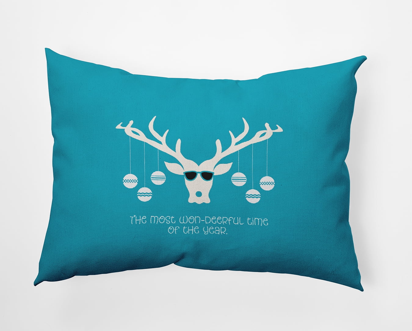 20" x 14" Simply Daisy Cool Christmas Deer Polyester Indoor/Outdoor Pillow, Turquoise Qty 1