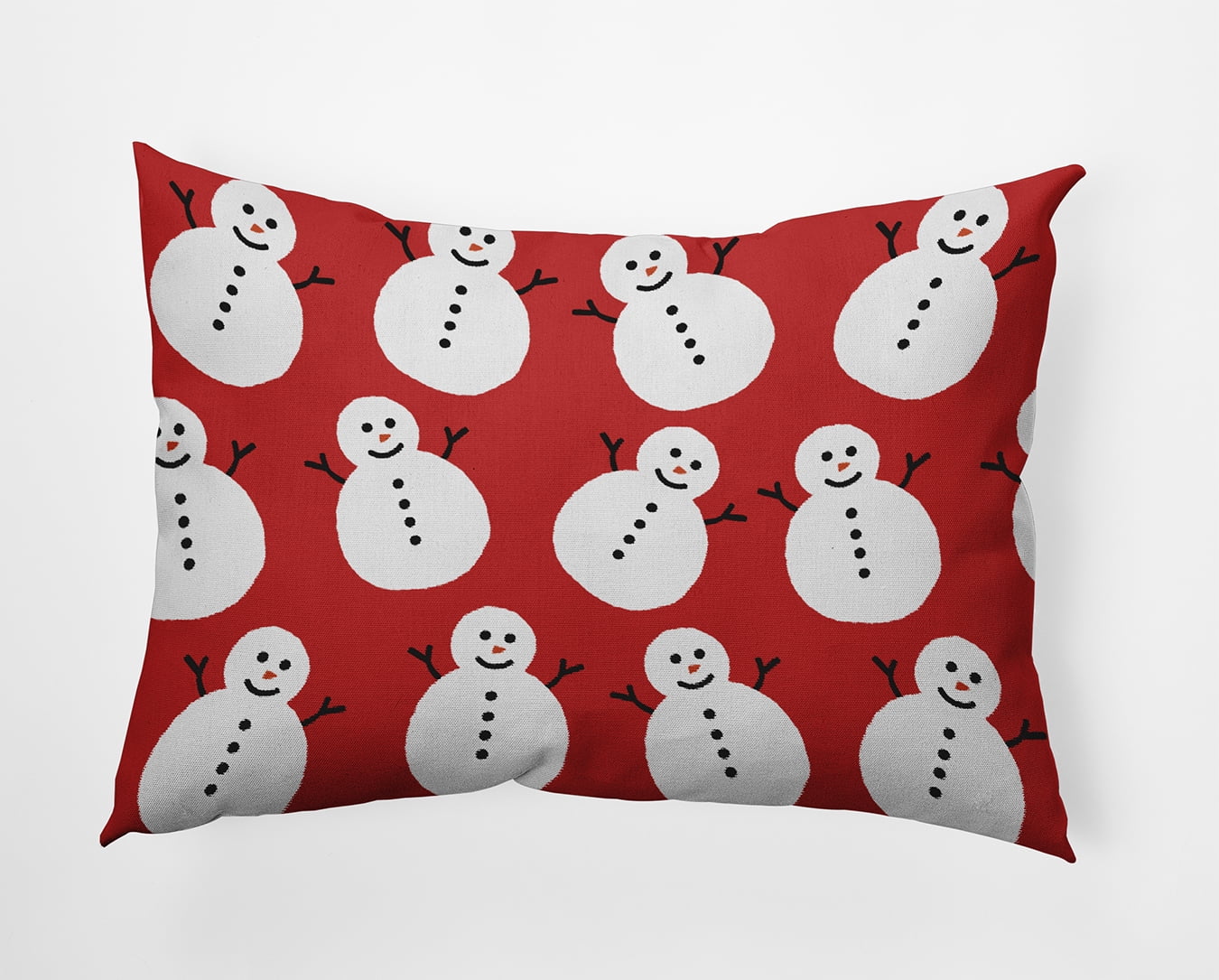 20" x 14" Simply Daisy Dancing Snowmen Polyester Accent Pillow, Berry Red Qty 1