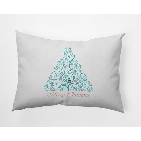 20" x 14" Simply Daisy Decorated Filigree Tree Polyester Indoor/Outdoor Pillow, Turquoise Qty 1