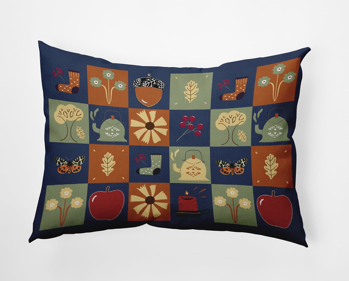 20" x 14" Simply Daisy Fall Windows Polyester Accent Pillow, Navy Qty 1