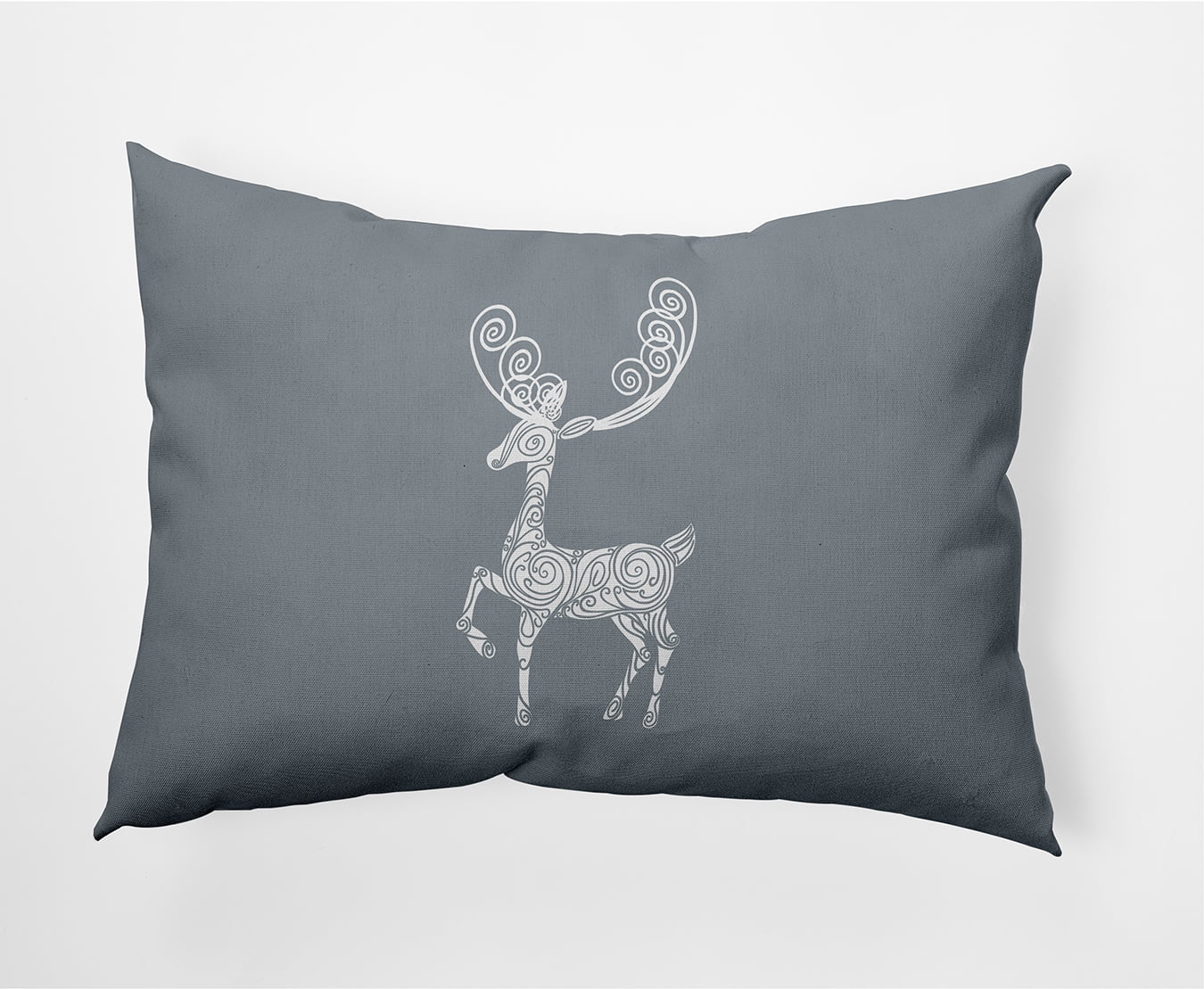 20" x 14" Simply Daisy Fancy Holiday Reindeer Polyester Accent Pillow, Dusty Grey (1 Count)