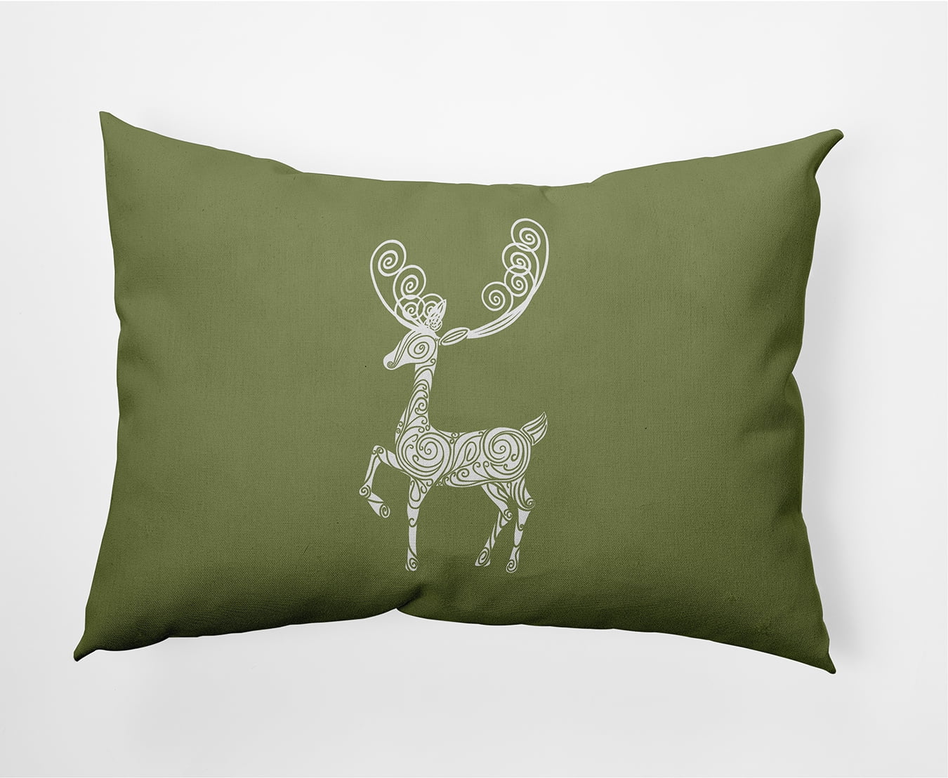20" x 14" Simply Daisy Fancy Holiday Reindeer Polyester Indoor/Outdoor Pillow, Sage Green (1 Count)