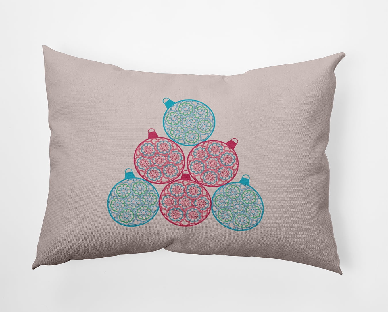 20" x 14" Simply Daisy Fancy Ornament Stack Polyester Indoor/Outdoor Pillow, Light Pink Qty 1