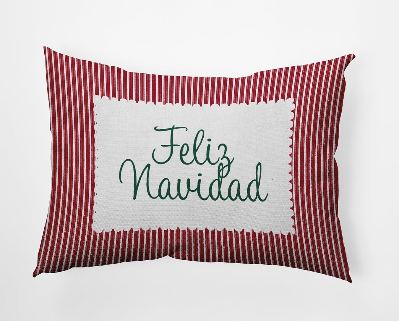 20" x 14" Simply Daisy Feliz Navidad Ticking Polyester Indoor/Outdoor Pillow, Haute Red Qty 1