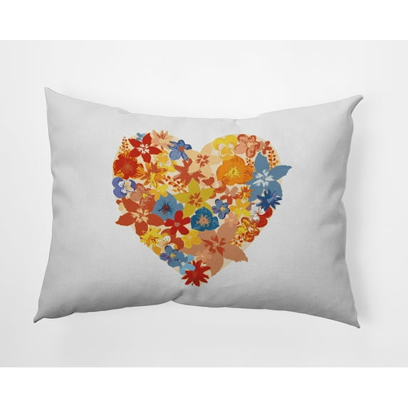 20" x 14" Simply Daisy Flowery Heart Polyester Accent Pillow, Surf Board Orange Qty 1
