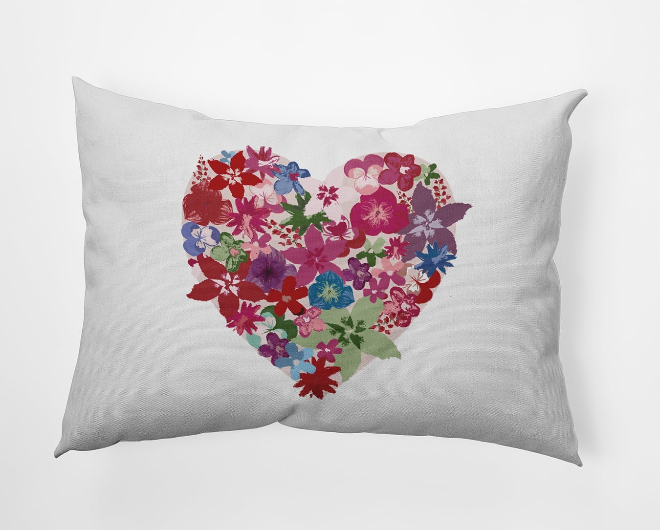 20" x 14" Simply Daisy Flowery Heart Polyester Indoor/Outdoor Pillow, Pink Qty 1