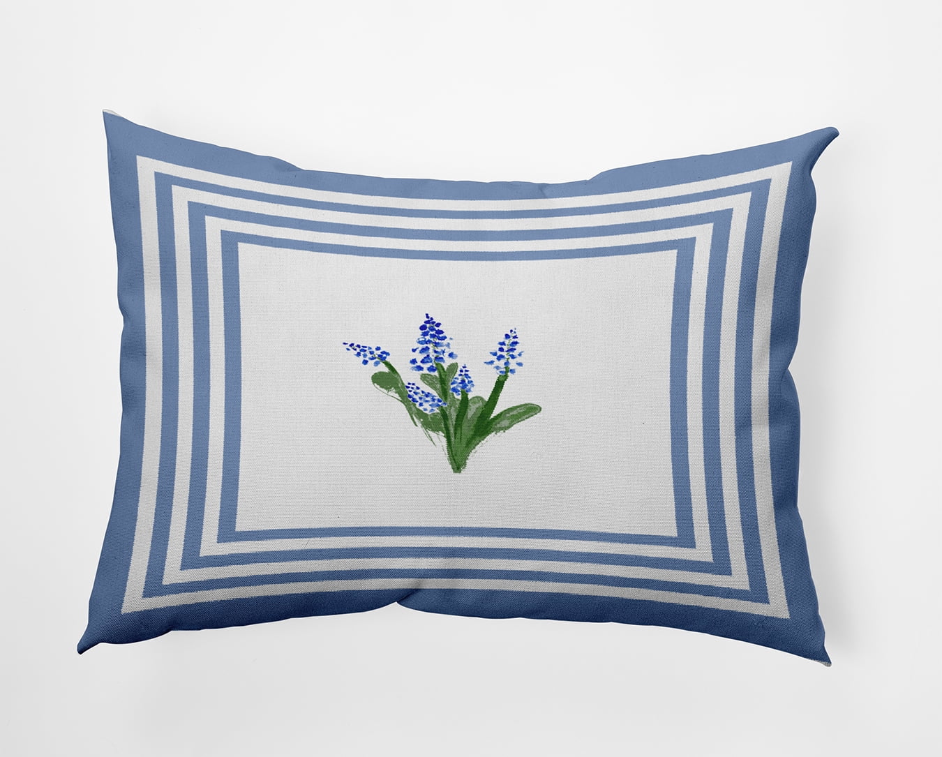 20" x 14" Simply Daisy Framed Bouquets Polyester Accent Pillow, Cornflower Qty 1
