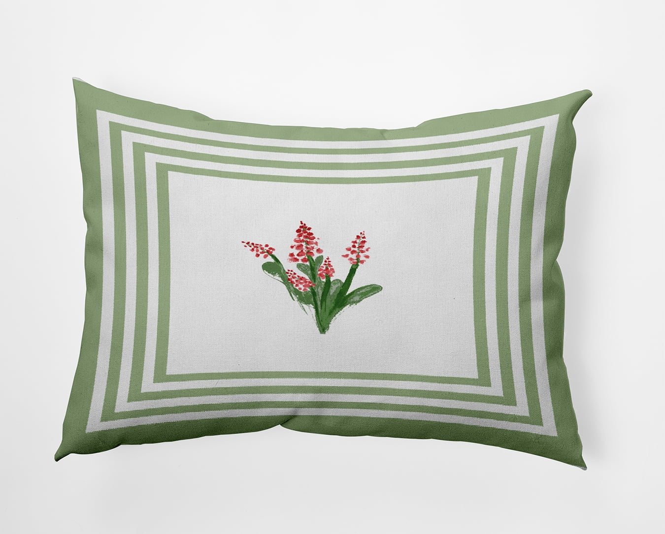 20" x 14" Simply Daisy Framed Bouquets Polyester Indoor/Outdoor Pillow, Fresh Green Qty 1