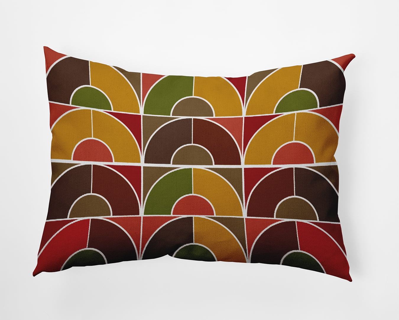 20" x 14" Simply Daisy Geom Arches Polyester Indoor/Outdoor Pillow, Red Maple Qty 1