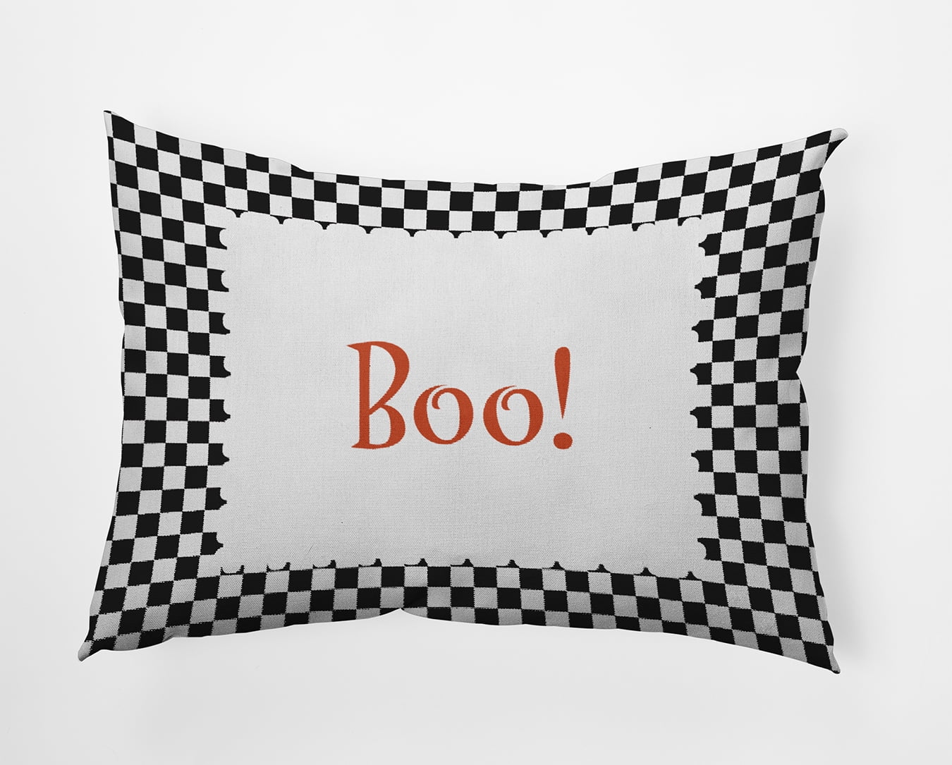 20" x 14" Simply Daisy Halloween Boo Checks Polyester Indoor/Outdoor Pillow, Black Qty 1