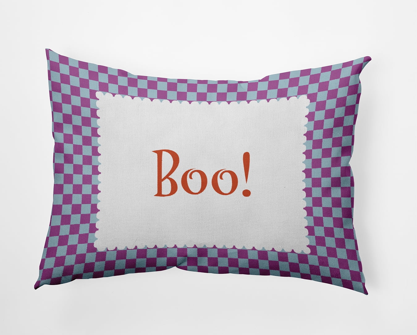 20" x 14" Simply Daisy Halloween Boo Checks Polyester Indoor/Outdoor Pillow, Harvest Orange Qty 1