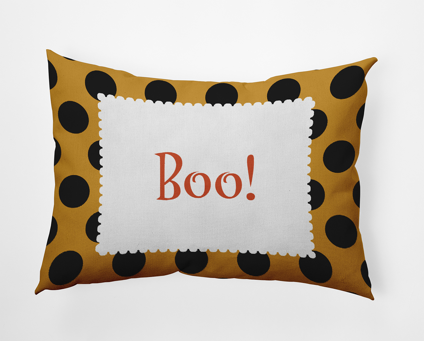 20" x 14" Simply Daisy Halloween Boo Dots Polyester Indoor/Outdoor Pillow, Golden Mustard Qty 1
