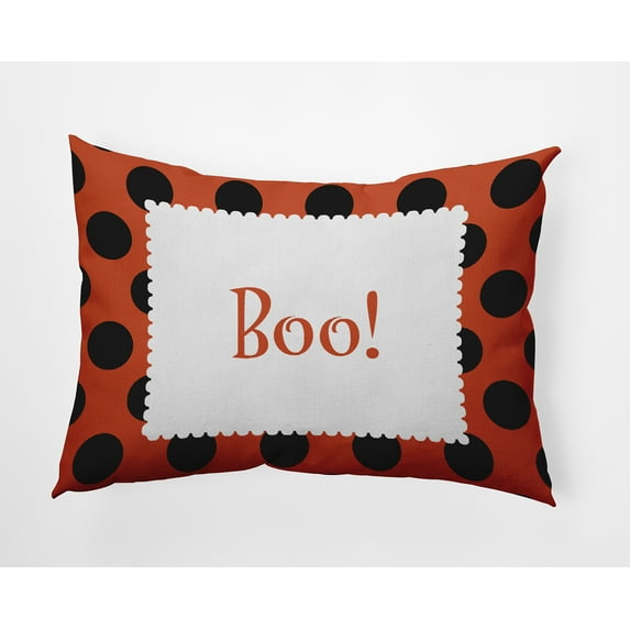 20" x 14" Simply Daisy Halloween Boo Dots Polyester Indoor/Outdoor Pillow, Harvest Orange Qty 1