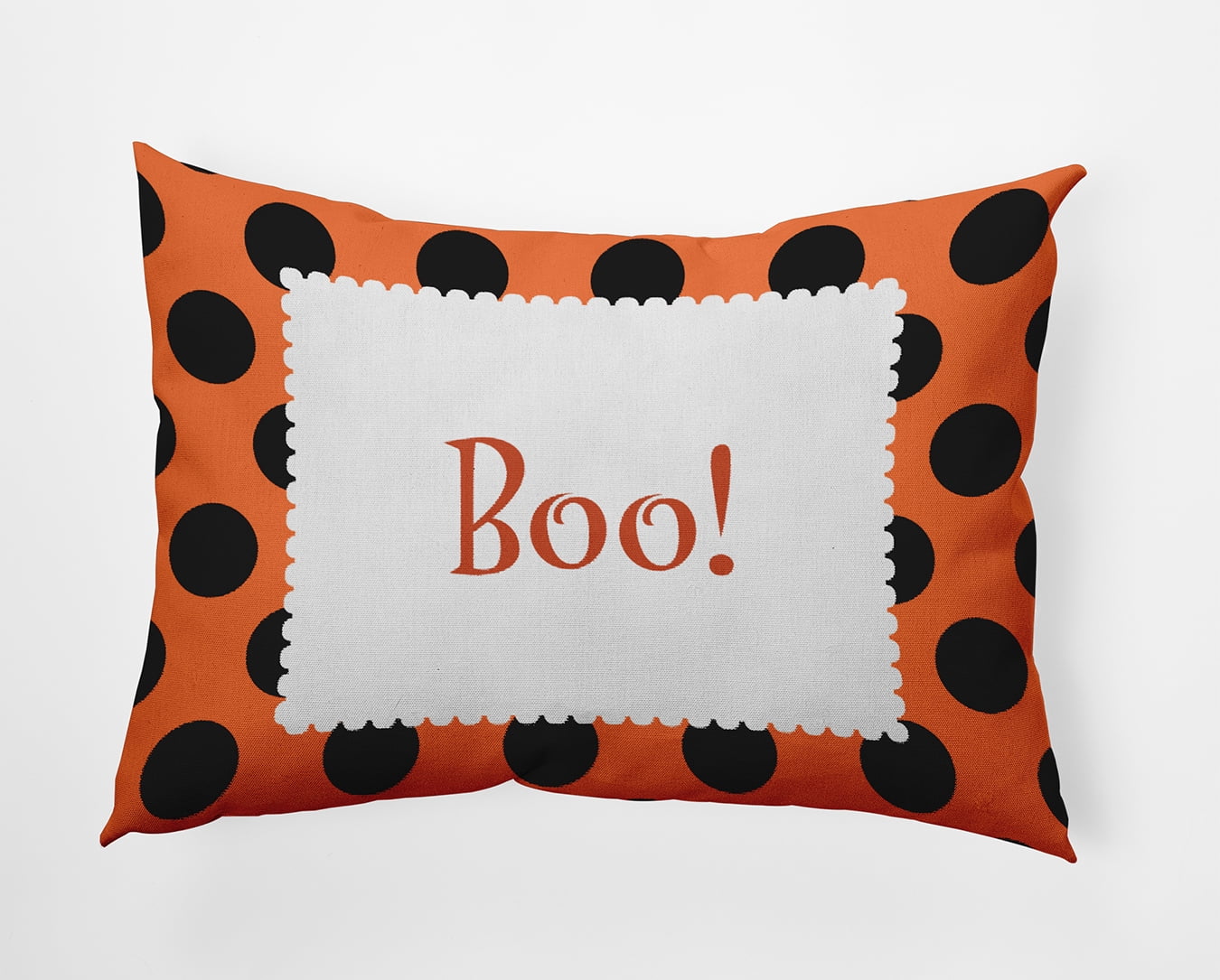 20" x 14" Simply Daisy Halloween Boo Dots Polyester Indoor/Outdoor Pillow, Traditional Orange Qty 1