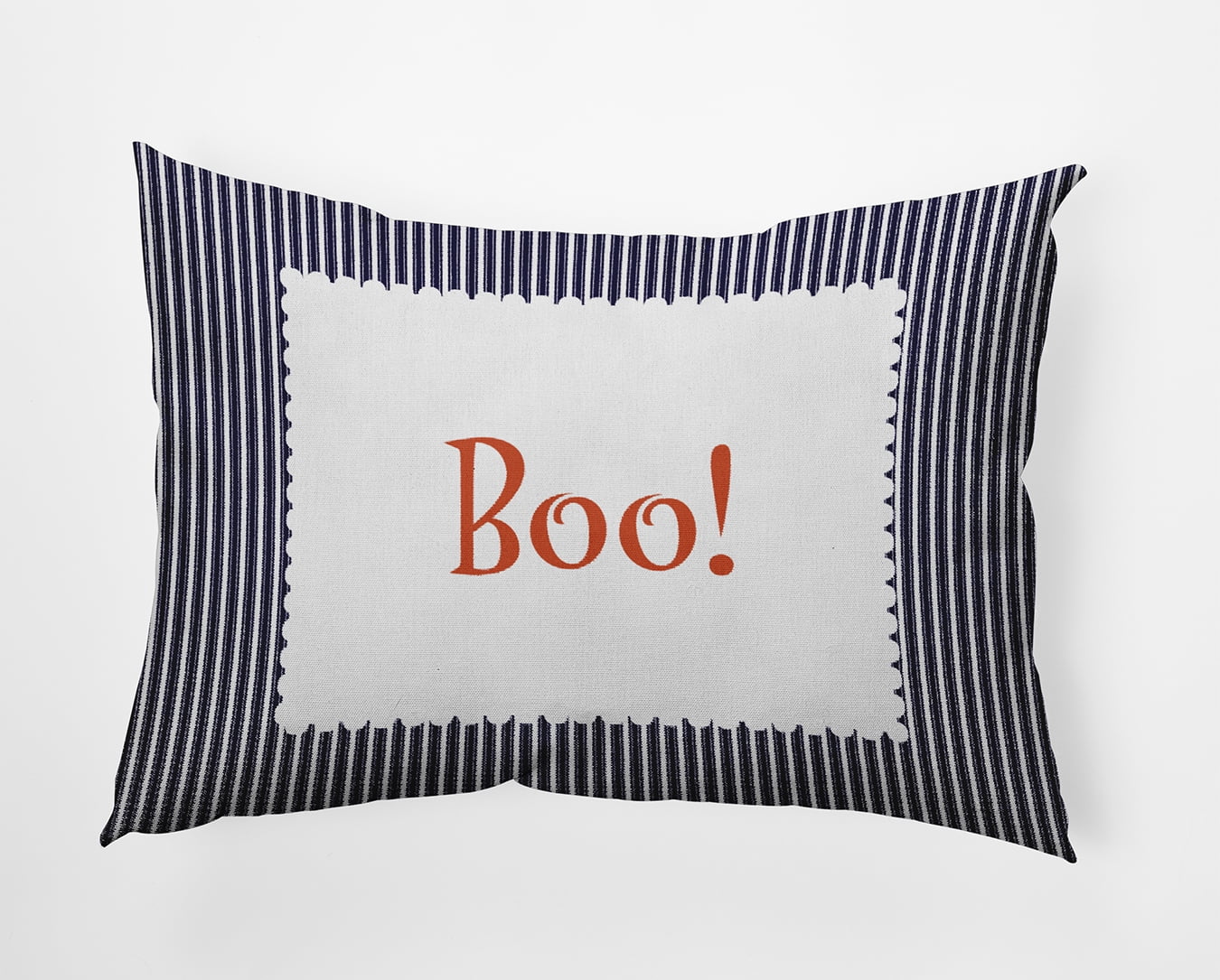 20" x 14" Simply Daisy Halloween Boo Ticking Polyester Accent Pillow, Navy Qty 1