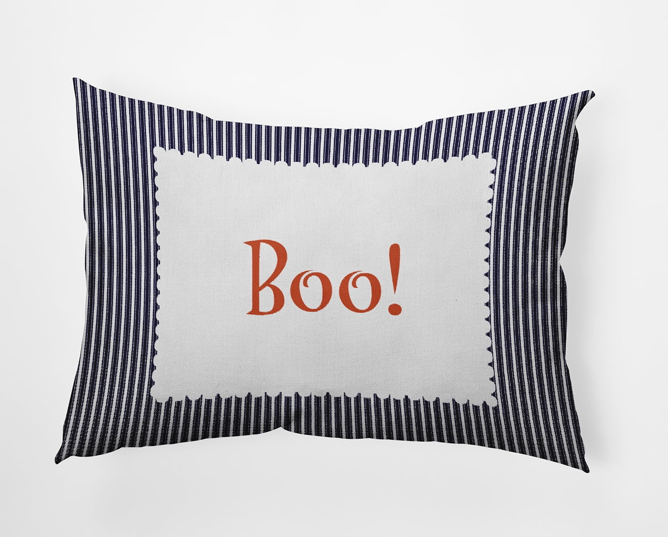 20" x 14" Simply Daisy Halloween Boo Ticking Polyester Indoor/Outdoor Pillow, Navy Qty 1