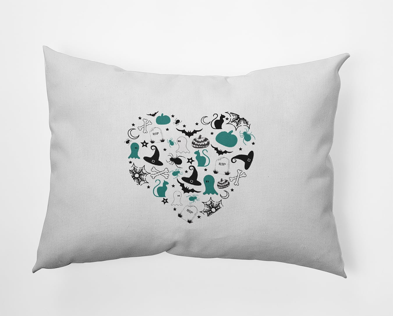 20" x 14" Simply Daisy Halloween Halloween Heart Polyester Indoor/Outdoor Pillow, Desert Turquoise Qty 1