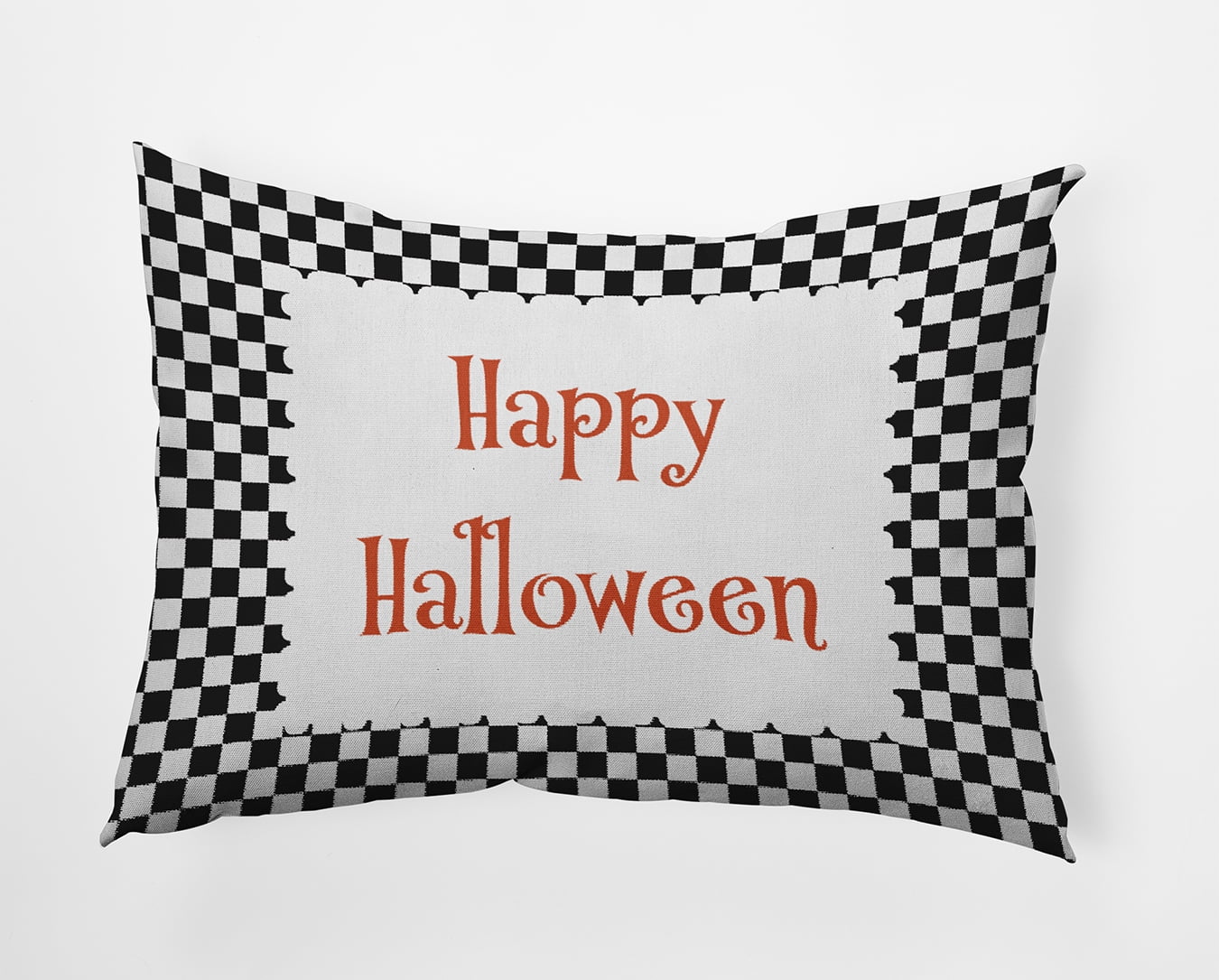 20" x 14" Simply Daisy Halloween Happy Halloween Checks Polyester Accent Pillow, Black Qty 1