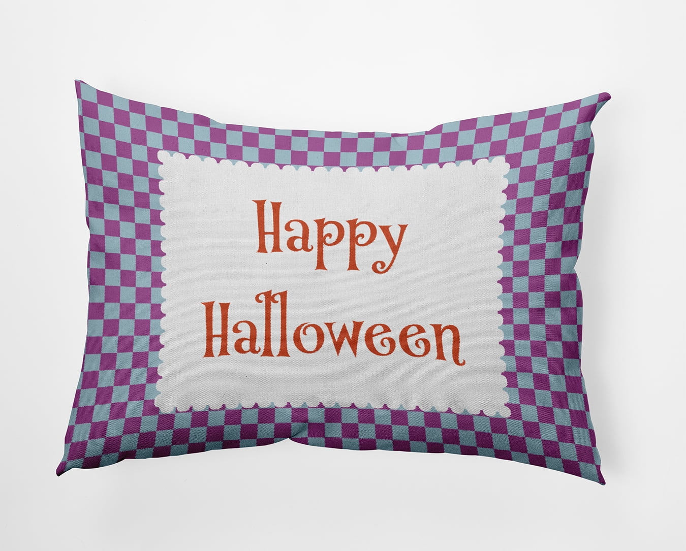 20" x 14" Simply Daisy Halloween Happy Halloween Checks Polyester Accent Pillow, Orchid Qty 1